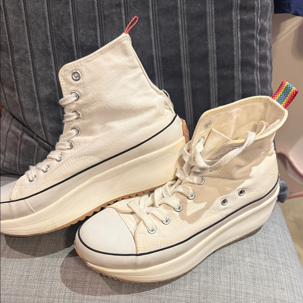 Madden Girl High-Top Canvas Sneakers - Cream